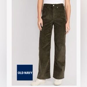 Old Navy 16 Tall Extra Hi Rise Sky Hi Wide Leg Olive corduroy pants, Gently worn